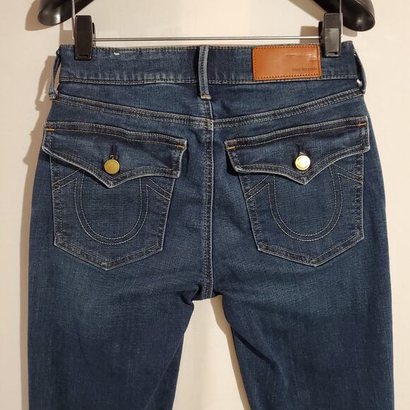 True Religion Jennie Curvy Big T Flap Pocket Dark Wash Ankle Jeans Womens 27 - Picture 5 of 11